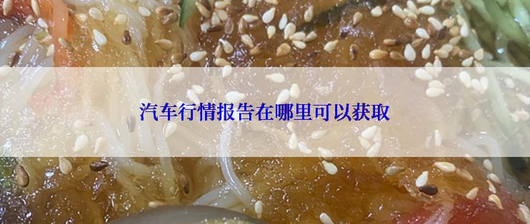 汽车行情报告在哪里可以获取