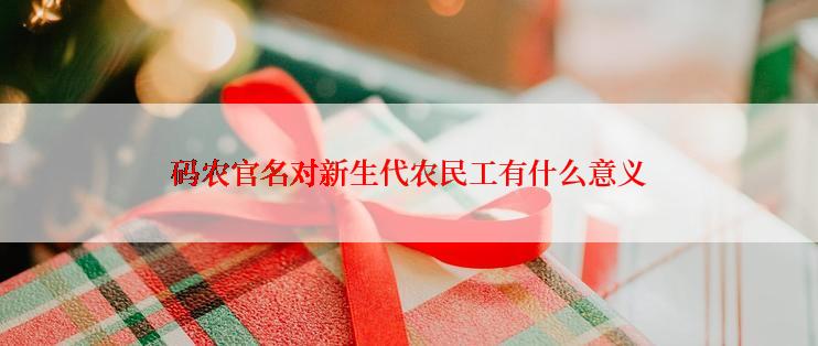 码农官名对新生代农民工有什么意义
