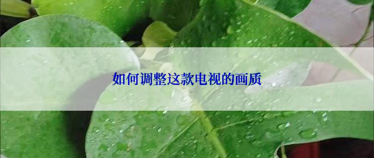 如何调整这款电视的画质