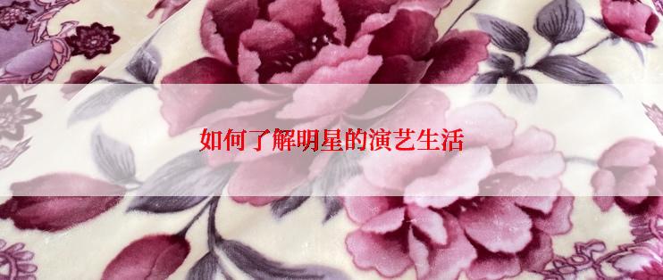 如何了解明星的演艺生活