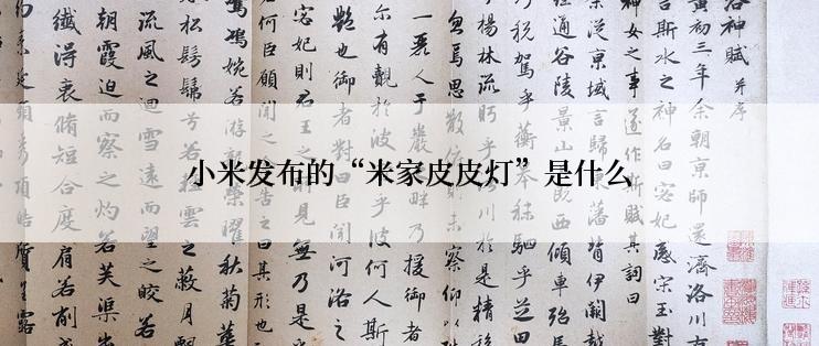 小米发布的“米家皮皮灯”是什么