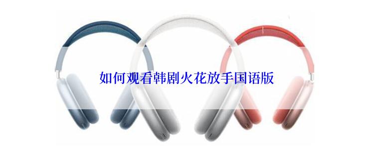  如何观看韩剧火花放手国语版
