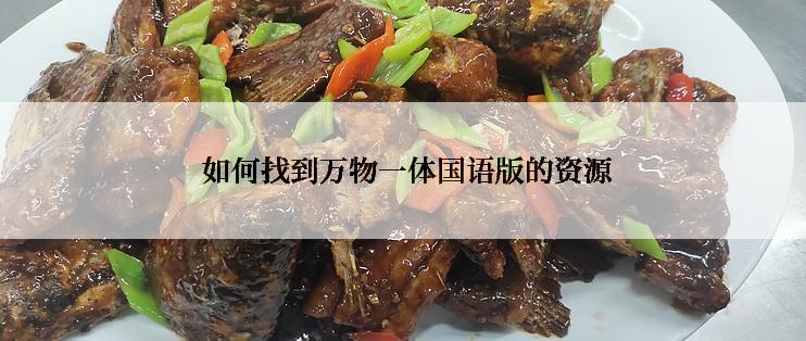  如何找到万物一体国语版的资源