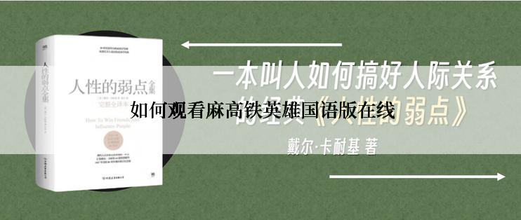  如何观看麻高铁英雄国语版在线