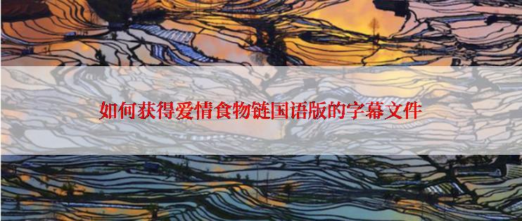 如何获得爱情食物链国语版的字幕文件