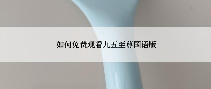  如何免费观看九五至尊国语版