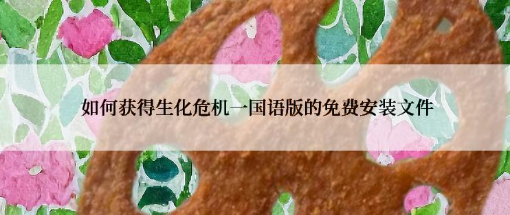  如何获得生化危机一国语版的免费安装文件