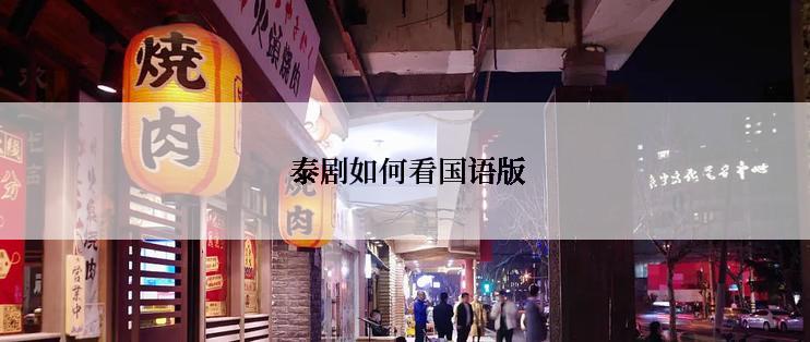  泰剧如何看国语版