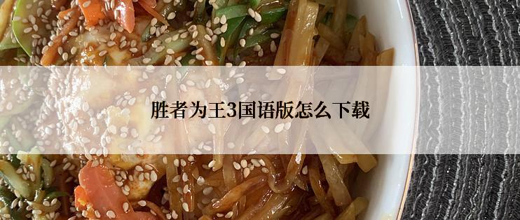 胜者为王3国语版怎么下载