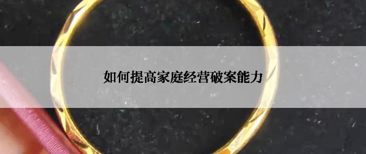 如何提高家庭经营破案能力