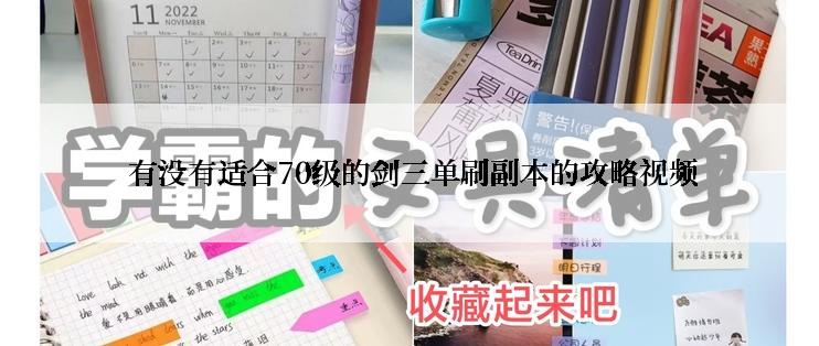  有没有适合70级的剑三单刷副本的攻略视频