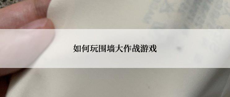 如何玩围墙大作战游戏