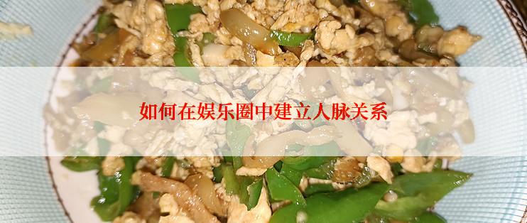 如何在娱乐圈中建立人脉关系