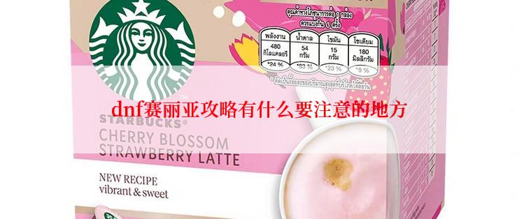 dnf赛丽亚攻略有什么要注意的地方